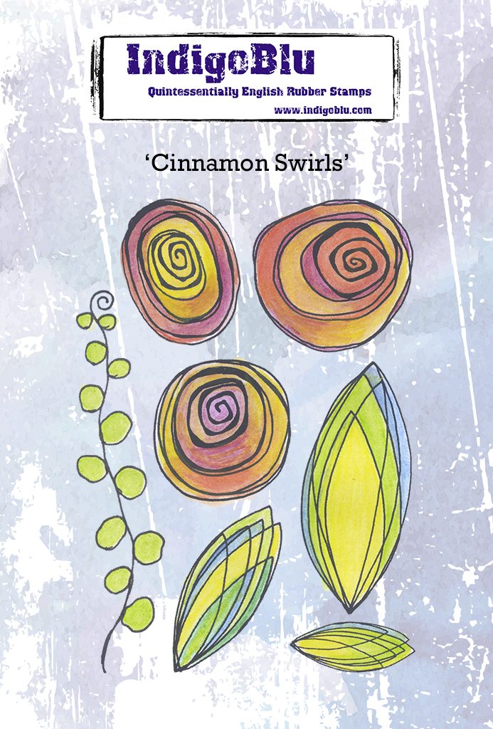 Cinnamon Swirls A6 Red Rubber Stamp